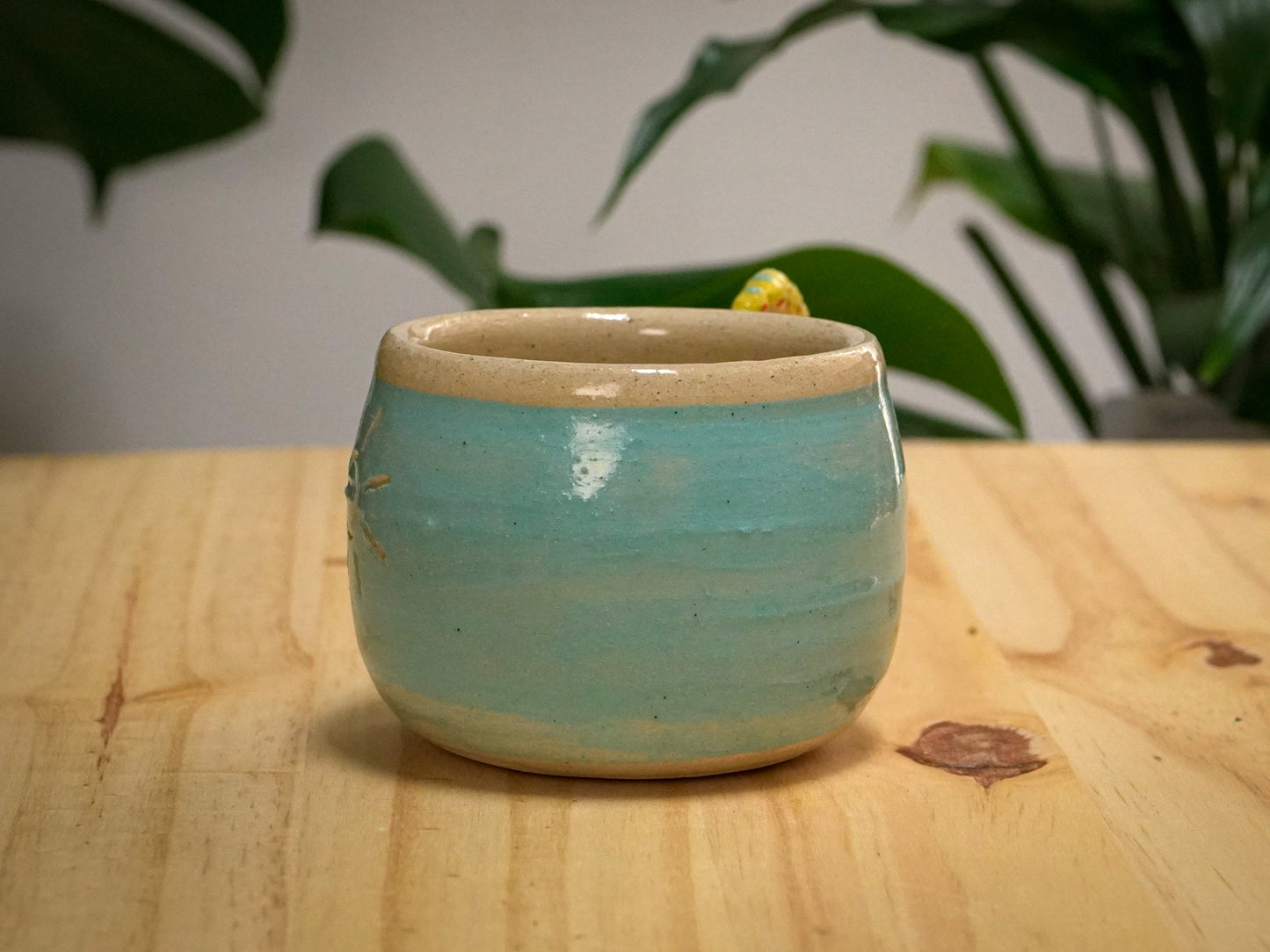 Ceramic Caterpillar Mug (Cream + baby blue)