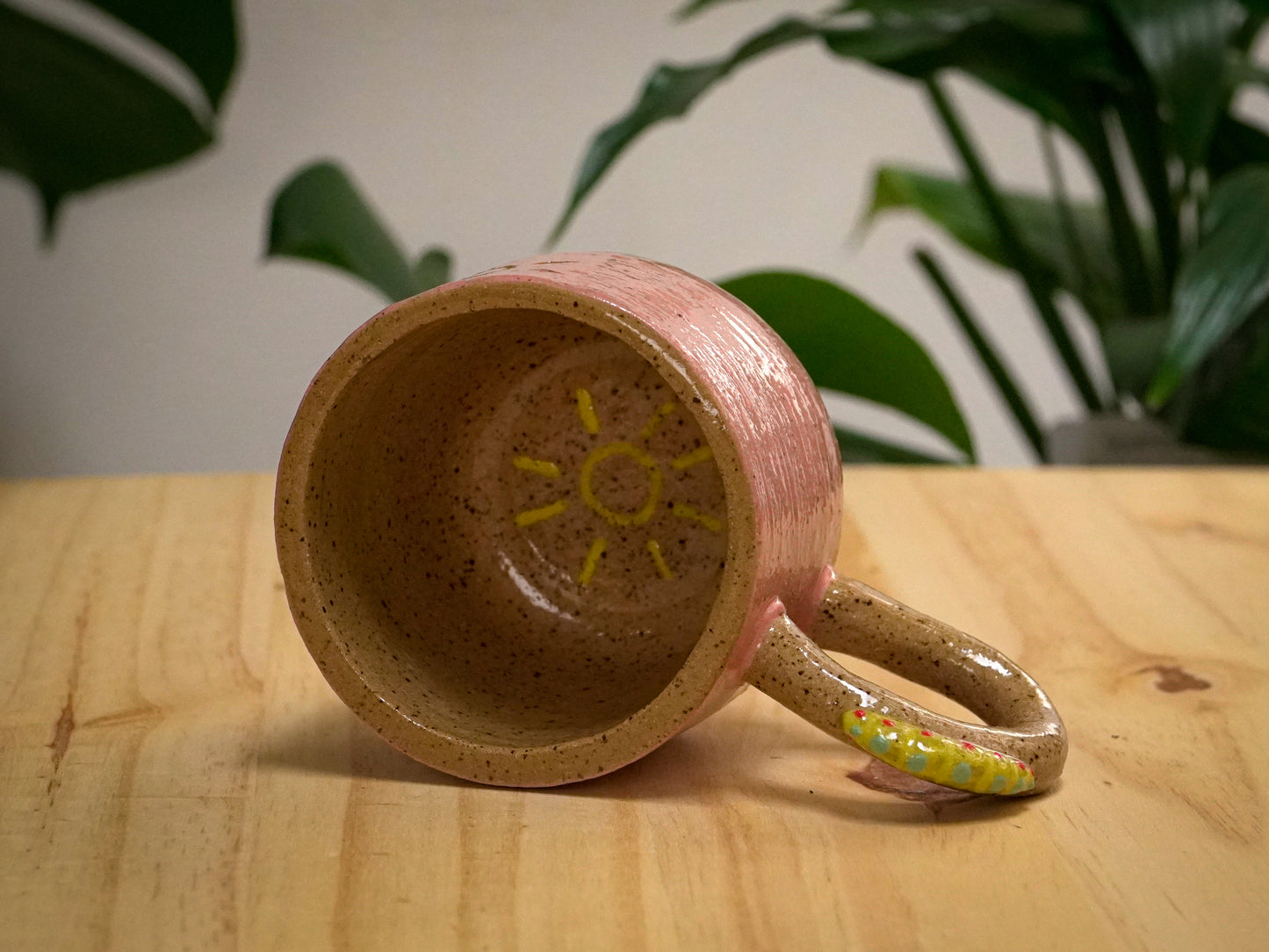 Ceramic Caterpillar Mug (Speckled + Flamingo)