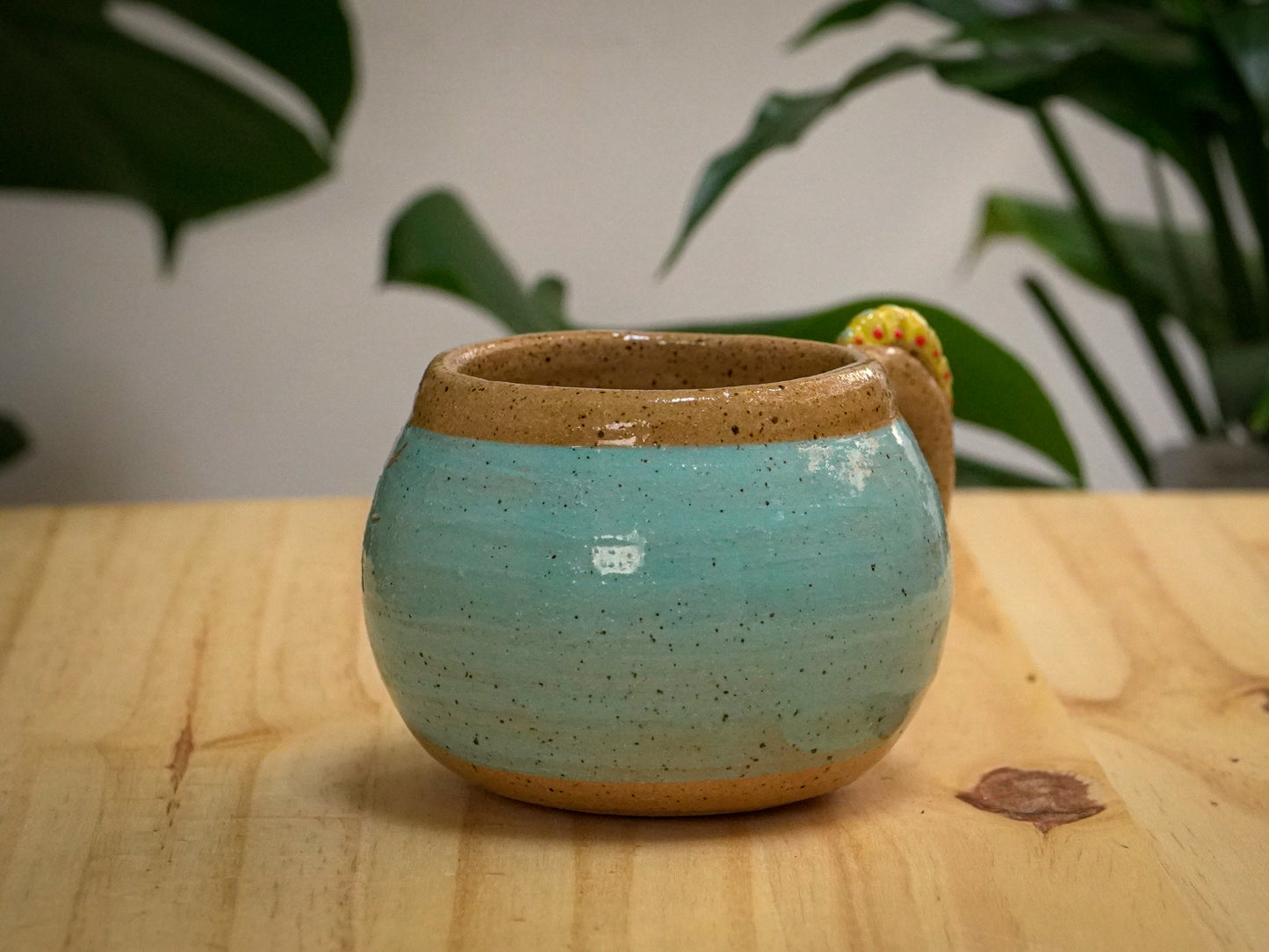 Ceramic Caterpillar Mug (Speckled + Baby Blue)