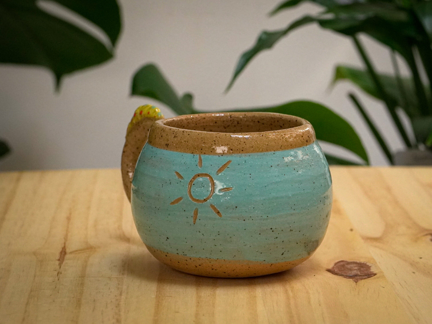 Ceramic Caterpillar Mug (Speckled + Baby Blue)